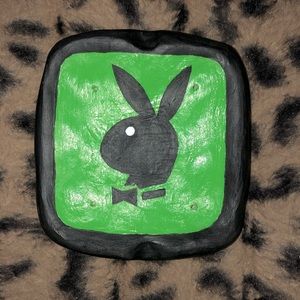 neon green playboy bunny incense stand/ashtray